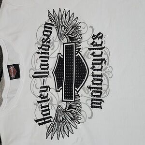 HARLEY DAVIDSON MOTORCYCLE 2010-2012 STUDDED BAR & SHIELD WINGS TEE-SHIRT LARGE